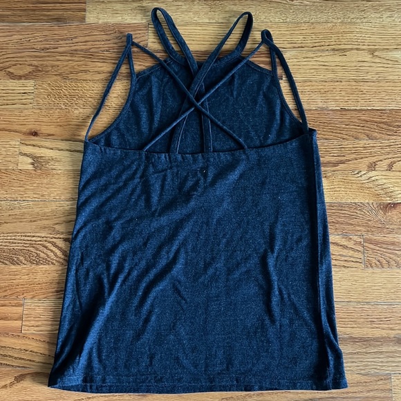 Chaser Dark Charcoal Gray Tank w/Strappy Criss Cross Back - Picture 7 of 7